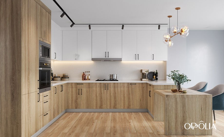 Light Wood Flat Pack Kitchen Units – OPPOLIA SG